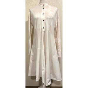 Zara Pink/White Asymmetrical Long-sleeved Dress